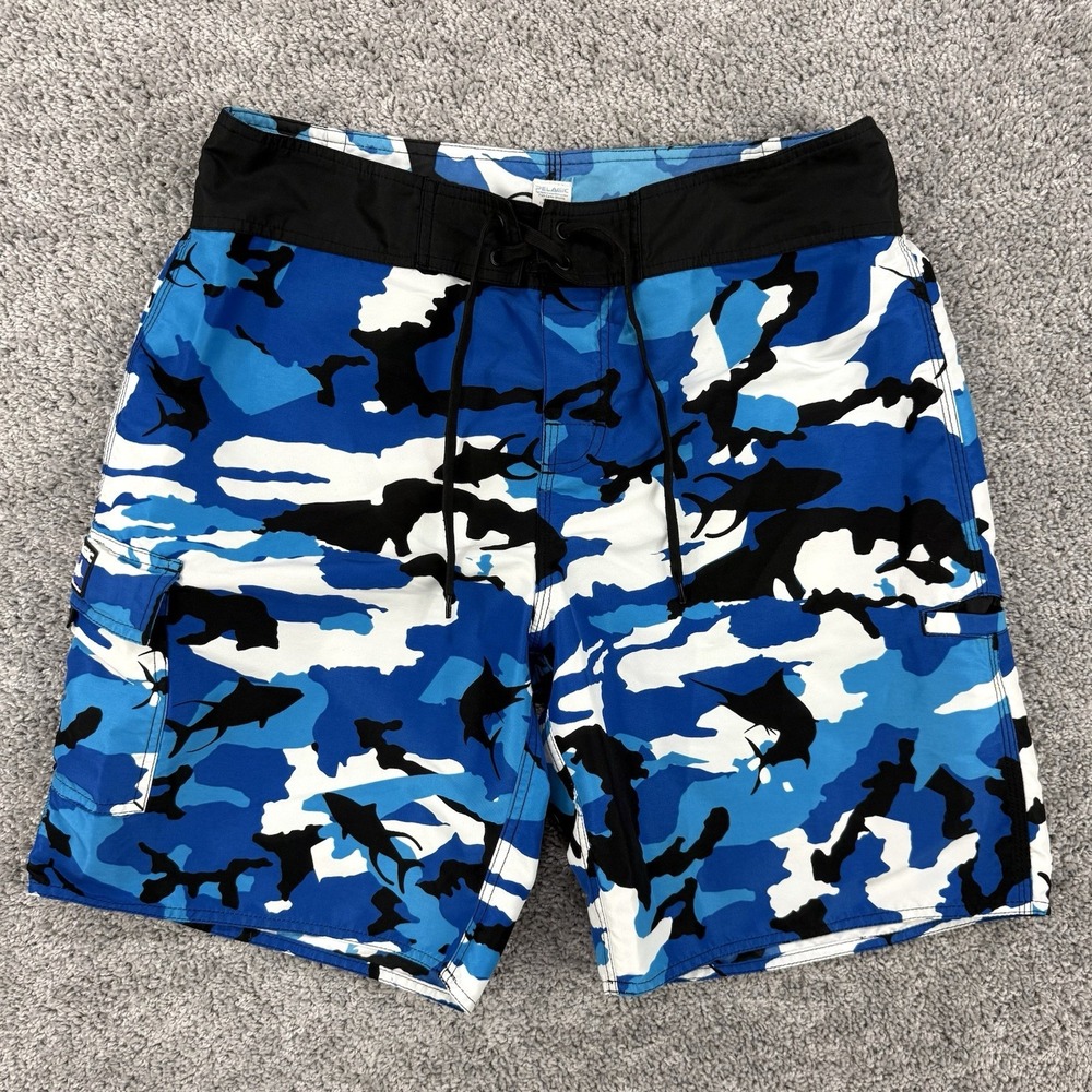 Pelagic Fish Camo Board Shorts Men's 34 Surf Swim Beach